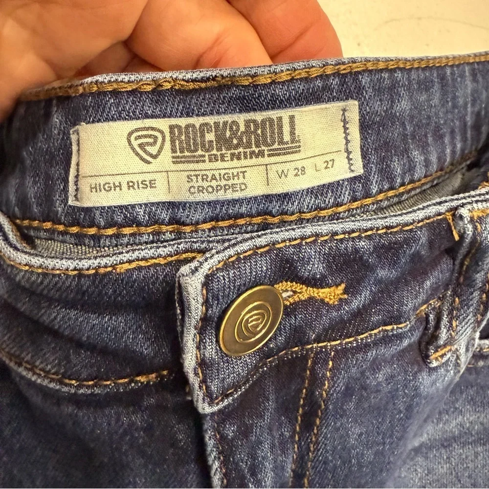 Rock & Roll Denim Jeans High Rise Straight Cropped Dark Wash Women’s Size 28x27 - Picture 11 of 11